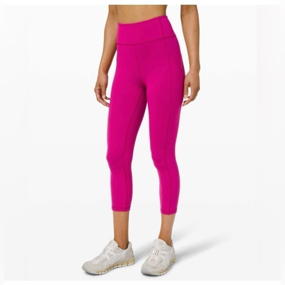 Lululemon Invigorate High Rise Crop 23”Raspberry Leggings Size 6